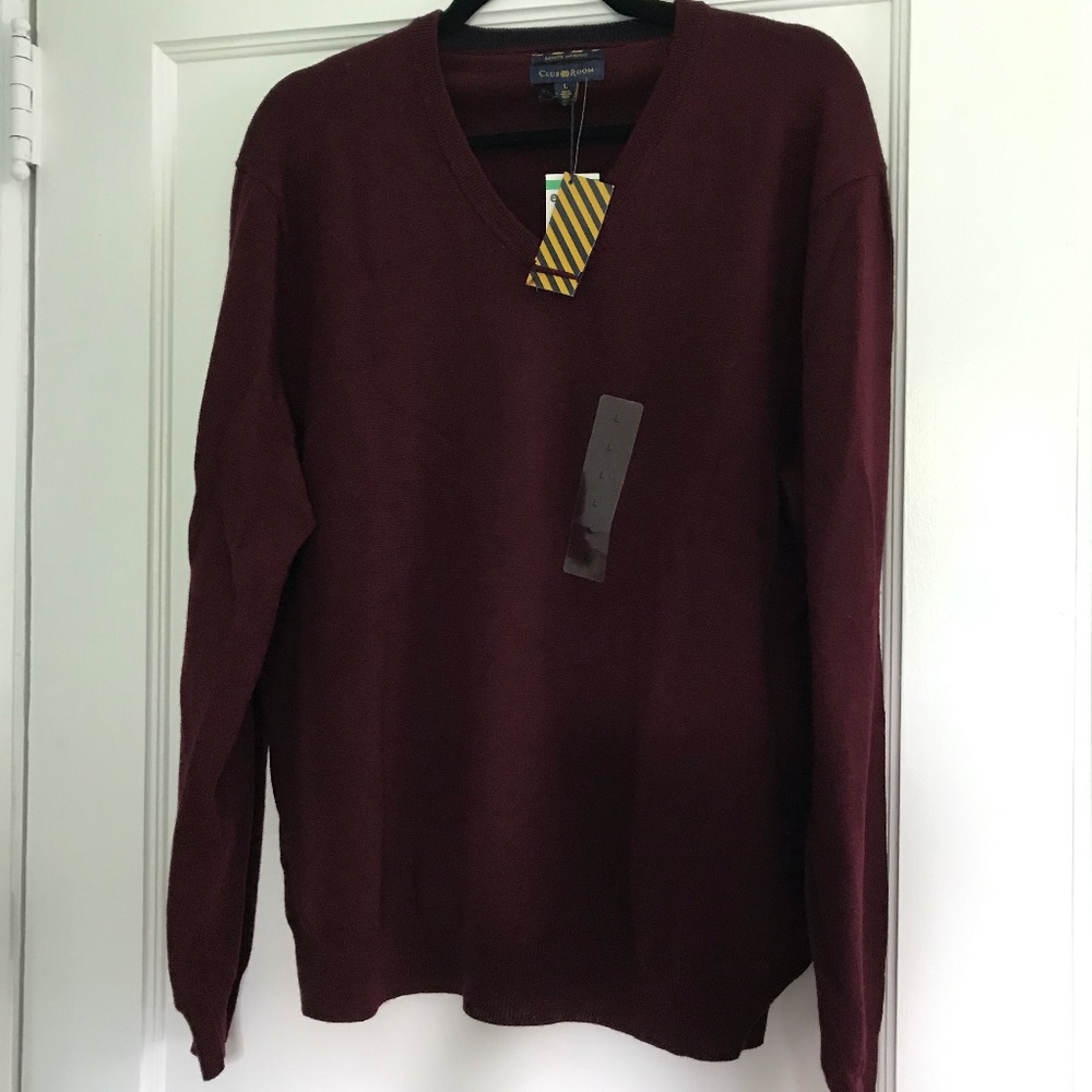 Men's Club Room Maroon V Neck Sweater